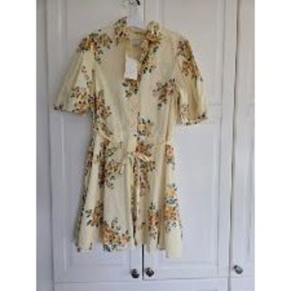 A New Day Puff Sleeve Mini Shirtdress - Yellow Floral - Womens XS - NEW - Picture 2 of 7